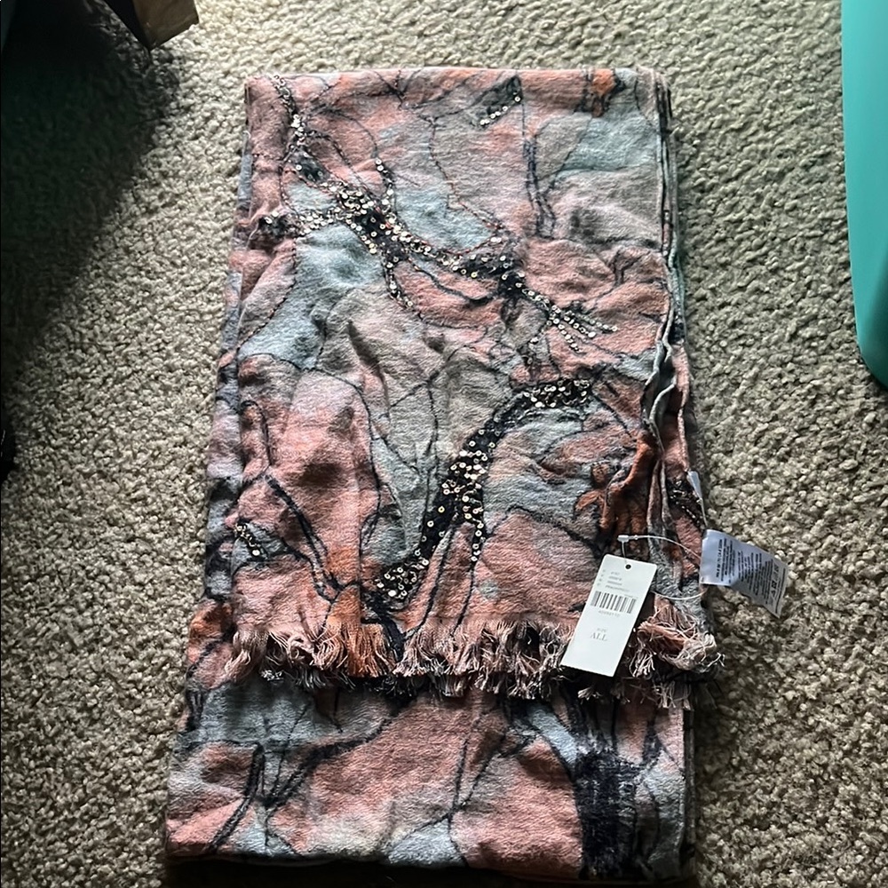 Anthropologie Pink and Gray Scarf Wrap